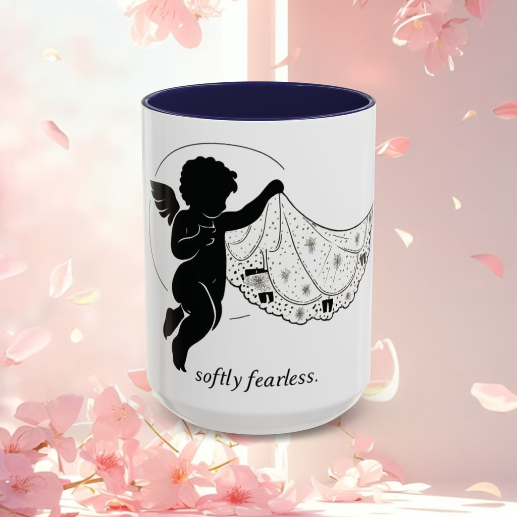 Cherub Illustration Accent Coffee Mug — Confident Angel Design (11/15 oz)