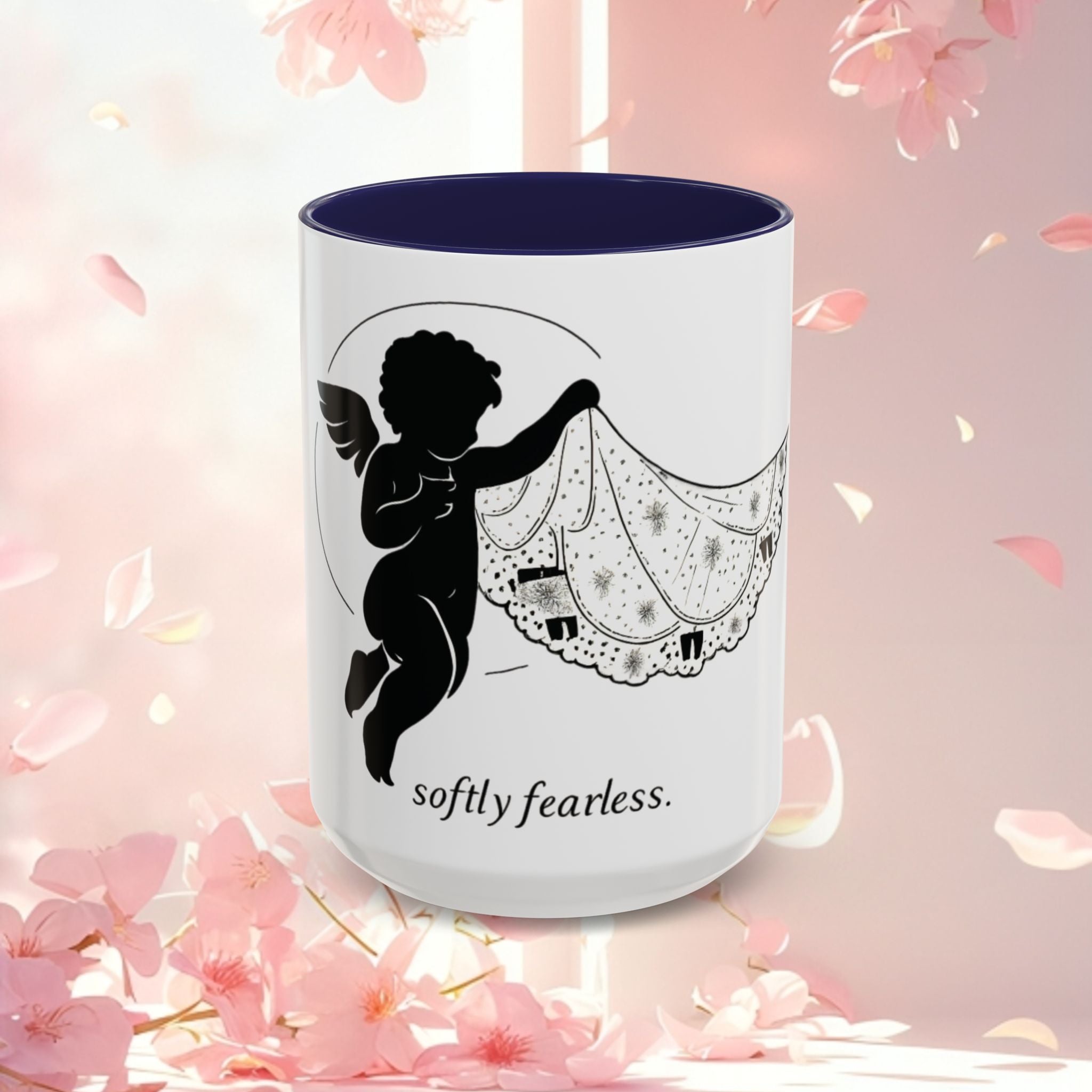Cherub Illustration Accent Coffee Mug — Confident Angel Design (11/15 oz)