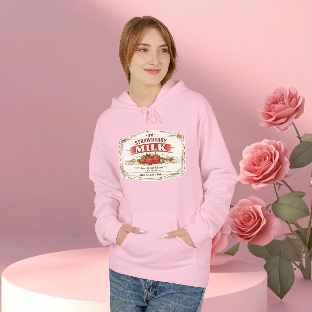 Strawberry Milk Label Hoodie — Vintage Farmhouse Graphic Sweatshirt