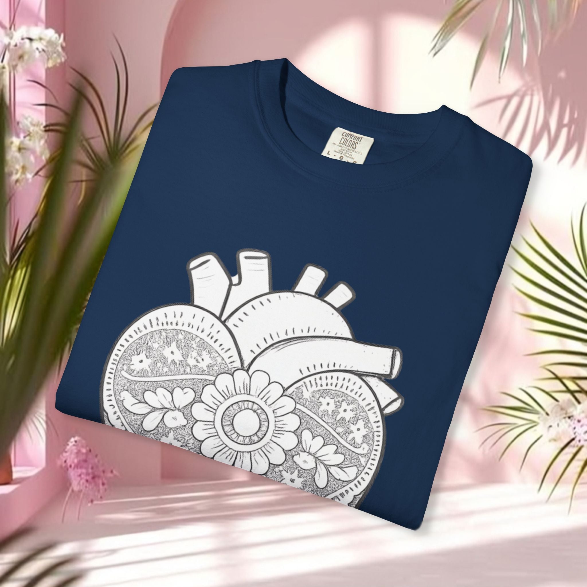 Lace Heart Anatomical Tee — "soft things only" Cotton T-Shirt