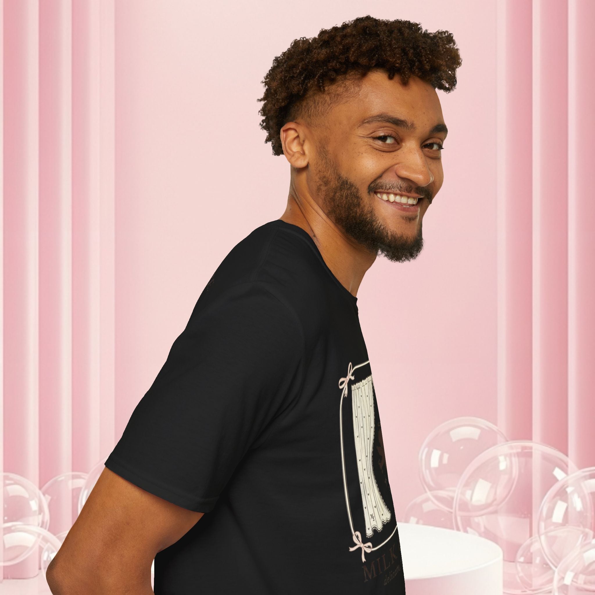 Milk & Lace Graphic T-Shirt — 'Handle With Desire' Vintage Cherub Design