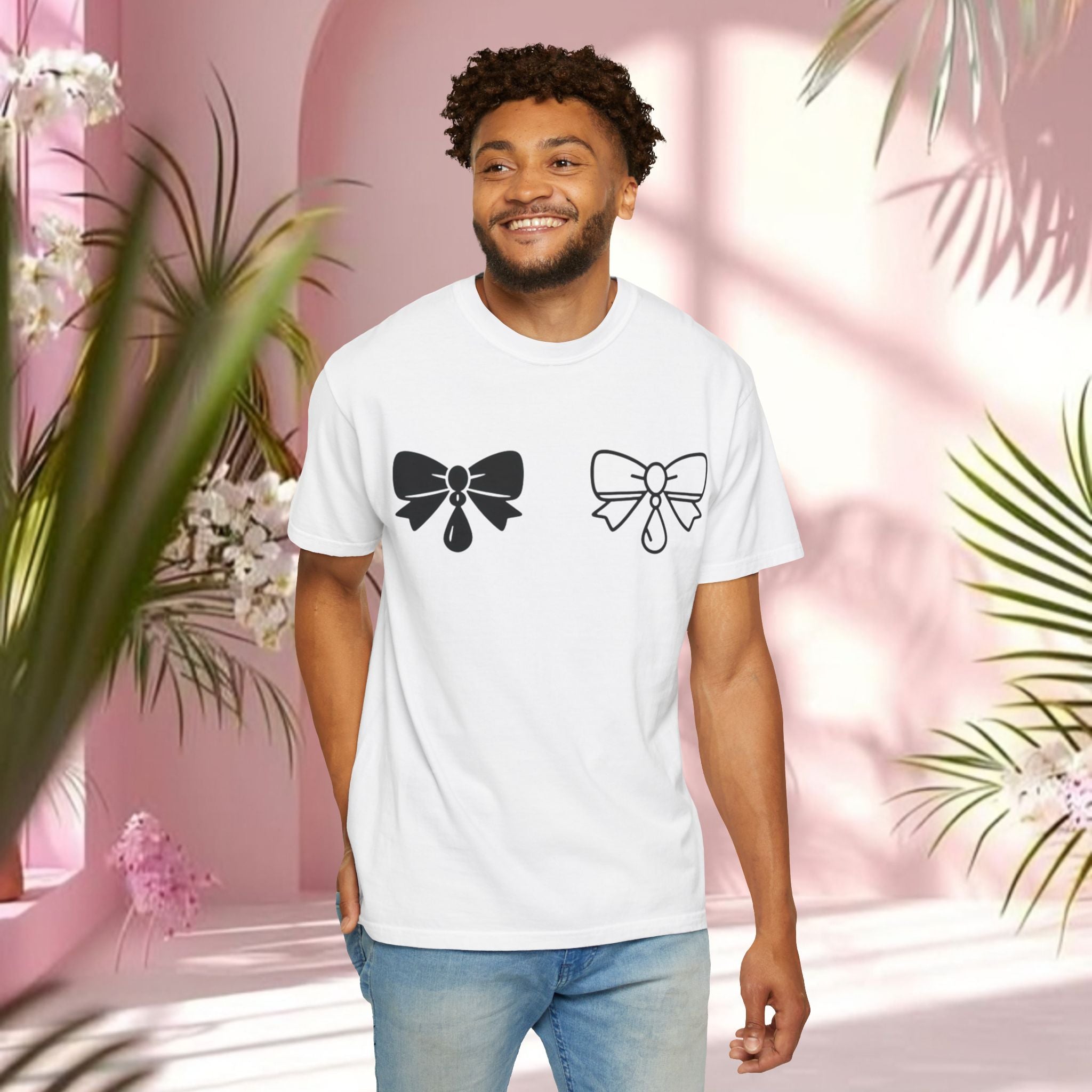 Bow Graphic T‑Shirt — "Milk & Lace — made of sugar." Back Text Tee