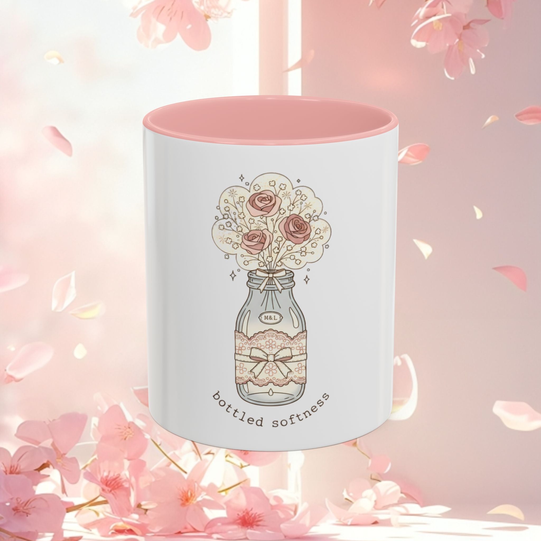 Soft Floral Accent Coffee Mug — Gentle Floral 11/15oz