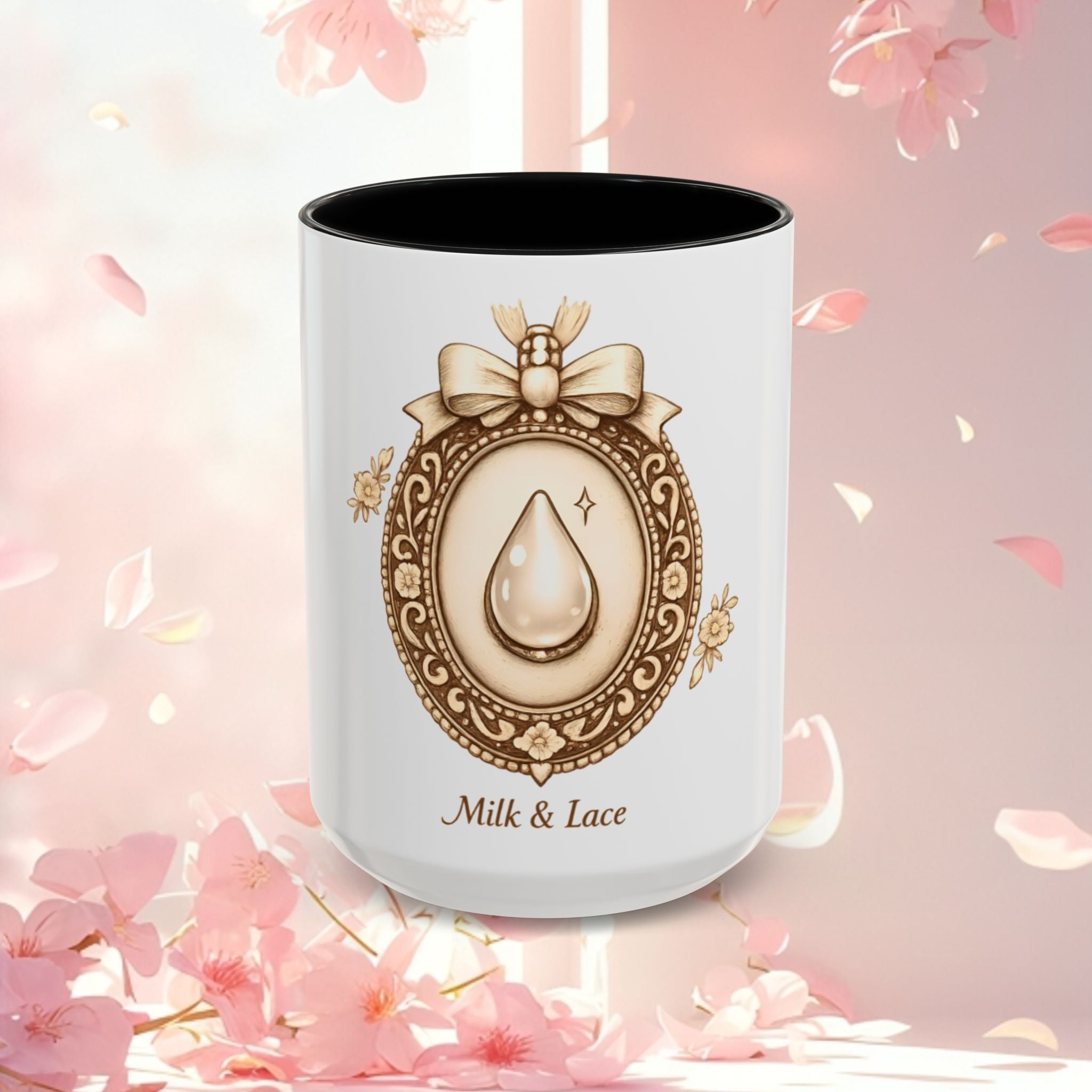 Vintage Cameo Emblem Accent Coffee Mug — Retro Portrait Ceramic Mug (11/15 oz)