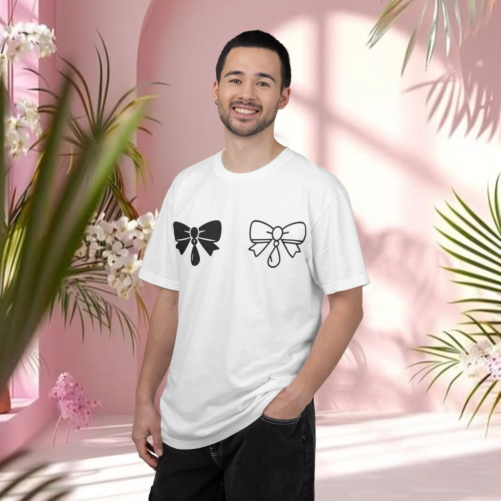 Bow Graphic T‑Shirt — "Milk & Lace — made of sugar." Back Text Tee