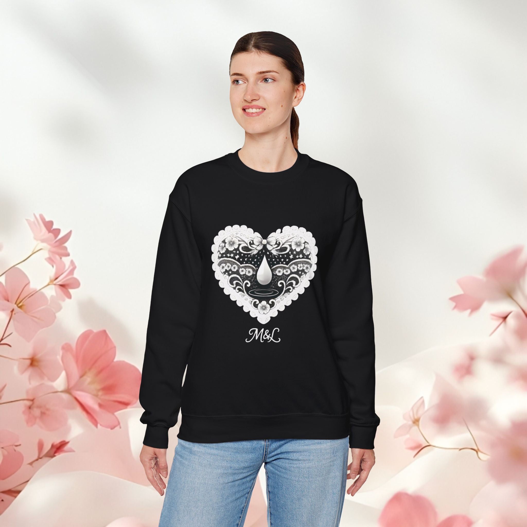 Lace Heart Graphic Sweatshirt
