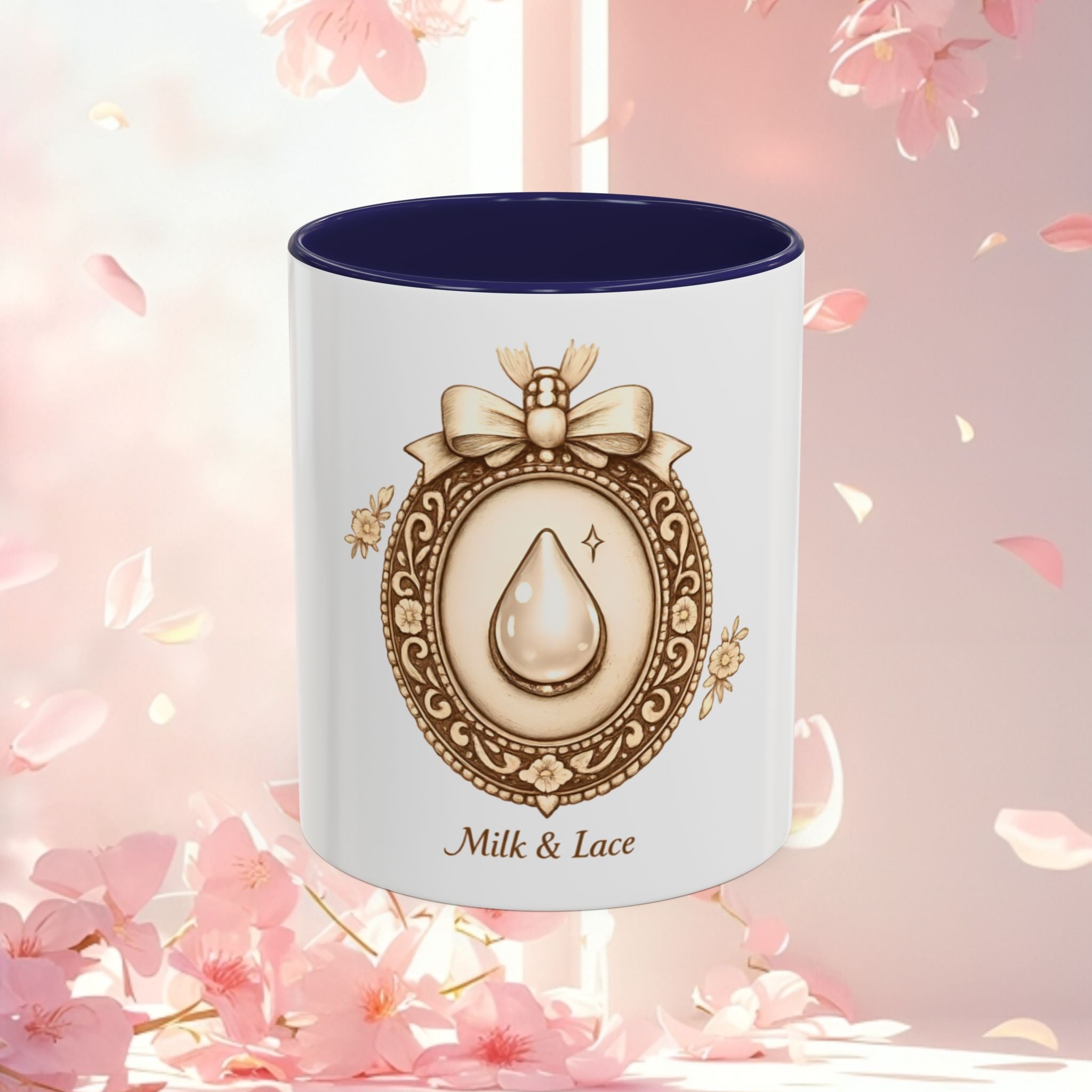 Vintage Cameo Emblem Accent Coffee Mug — Retro Portrait Ceramic Mug (11/15 oz)