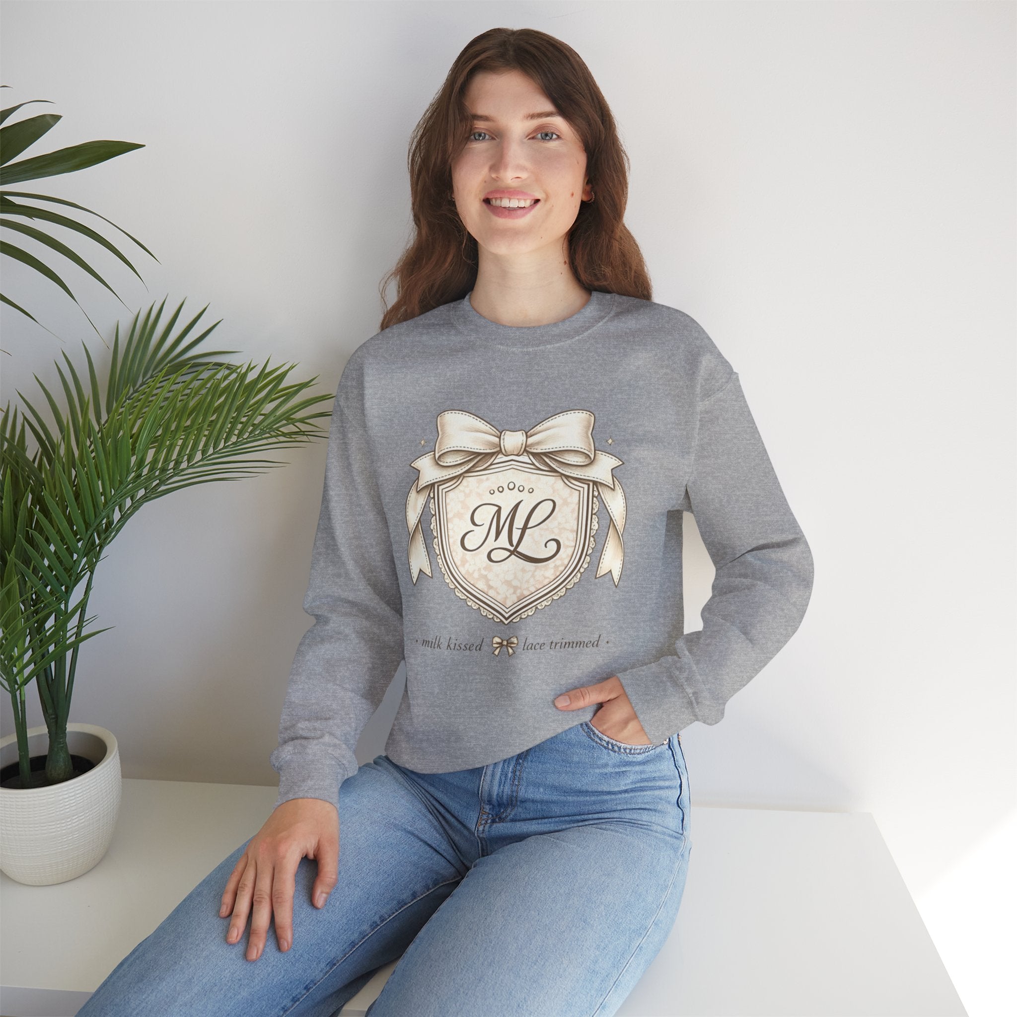 Vintage Cream Monogram Crewneck Sweatshirt