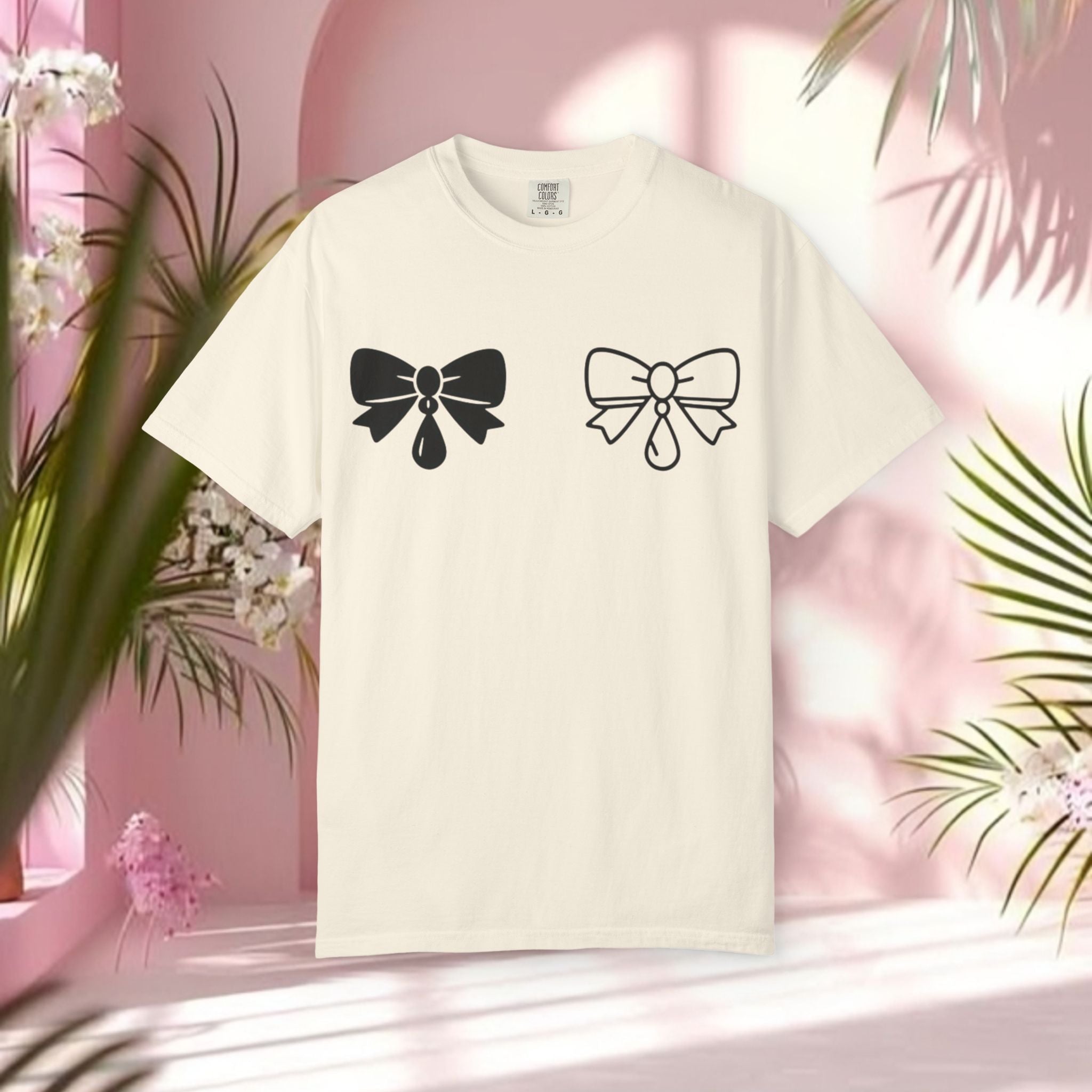 Bow Graphic T‑Shirt — "Milk & Lace — made of sugar." Back Text Tee