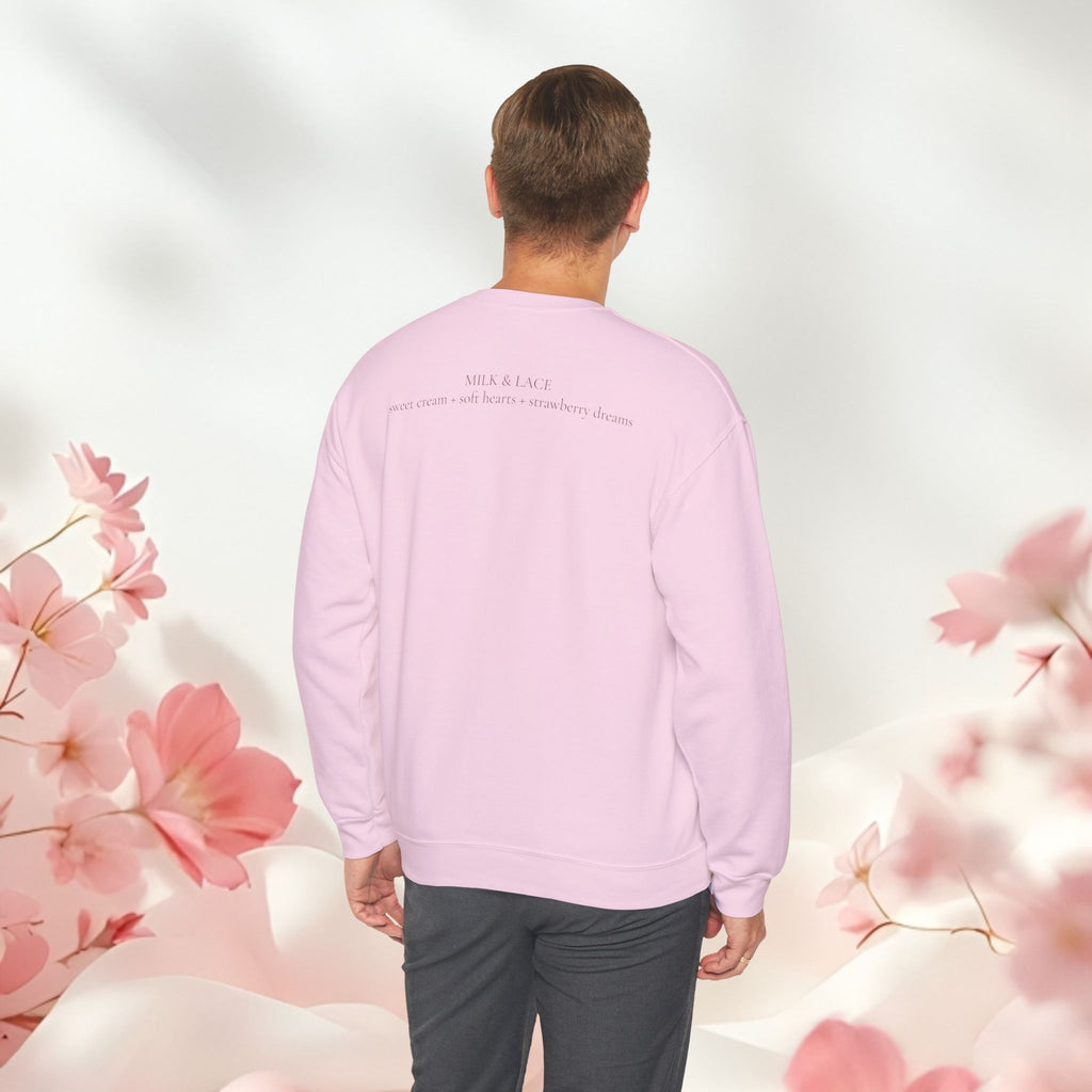 Strawberry Cream Crewneck Sweatshirt — Delicate Pastel Berry Design