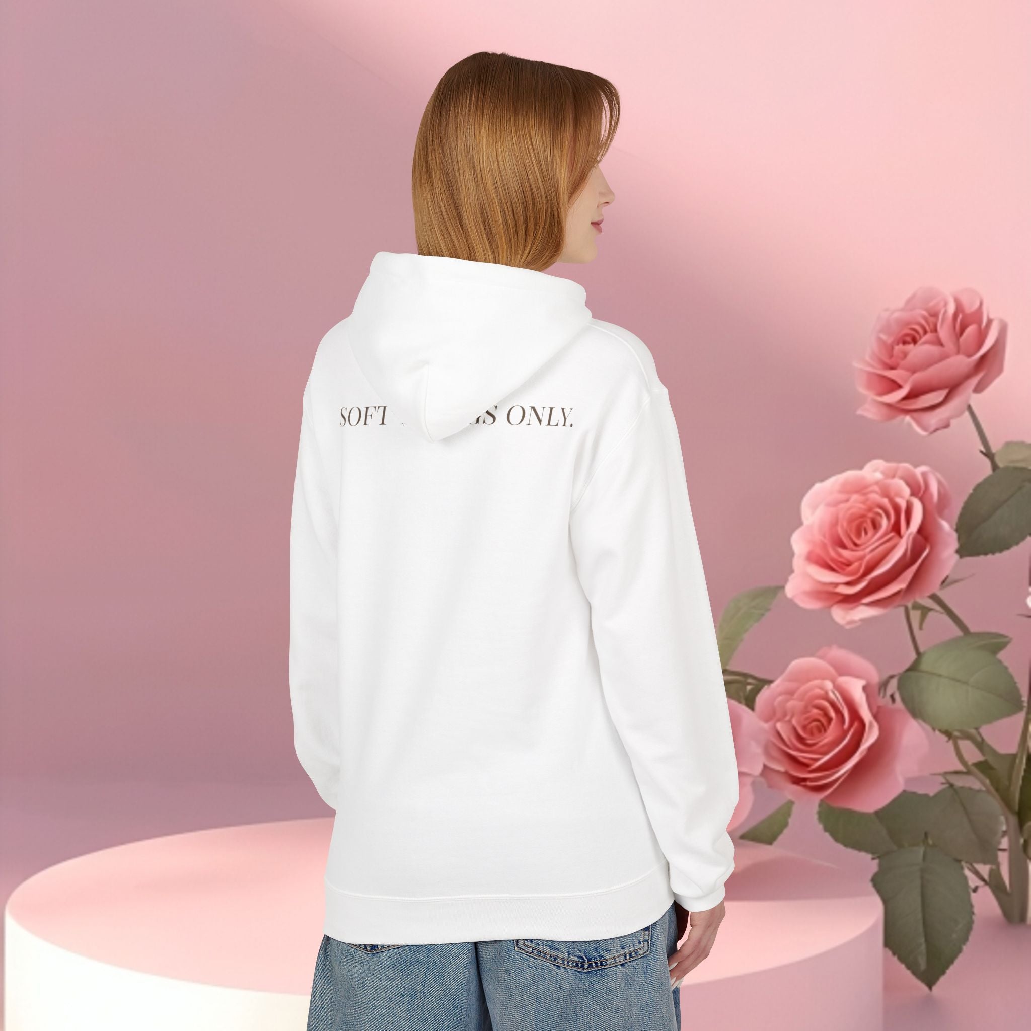 Minimalist Floral Typographic Hoodie — Floral Text Design