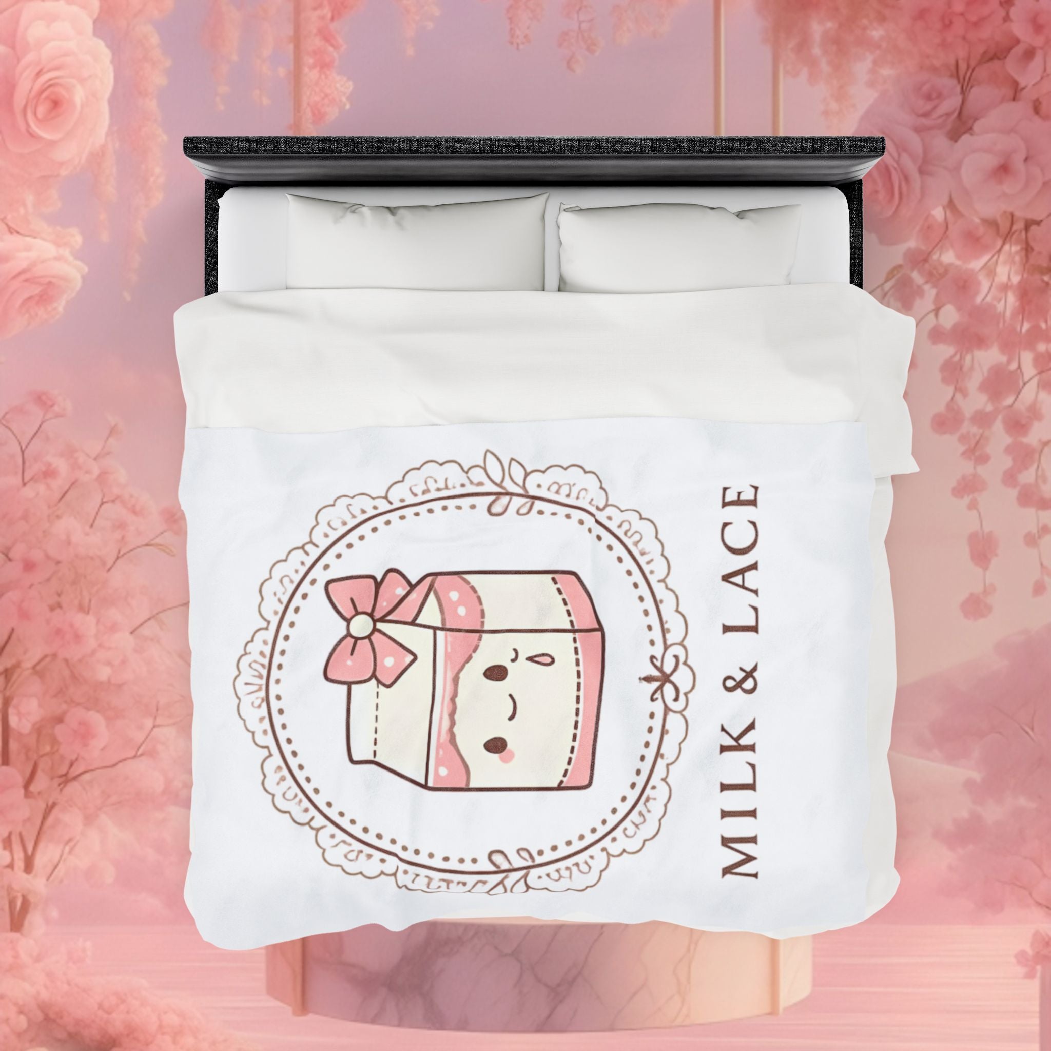 Kawaii Whimsical Velveteen Plush Blanket — Cute Cozy Throw