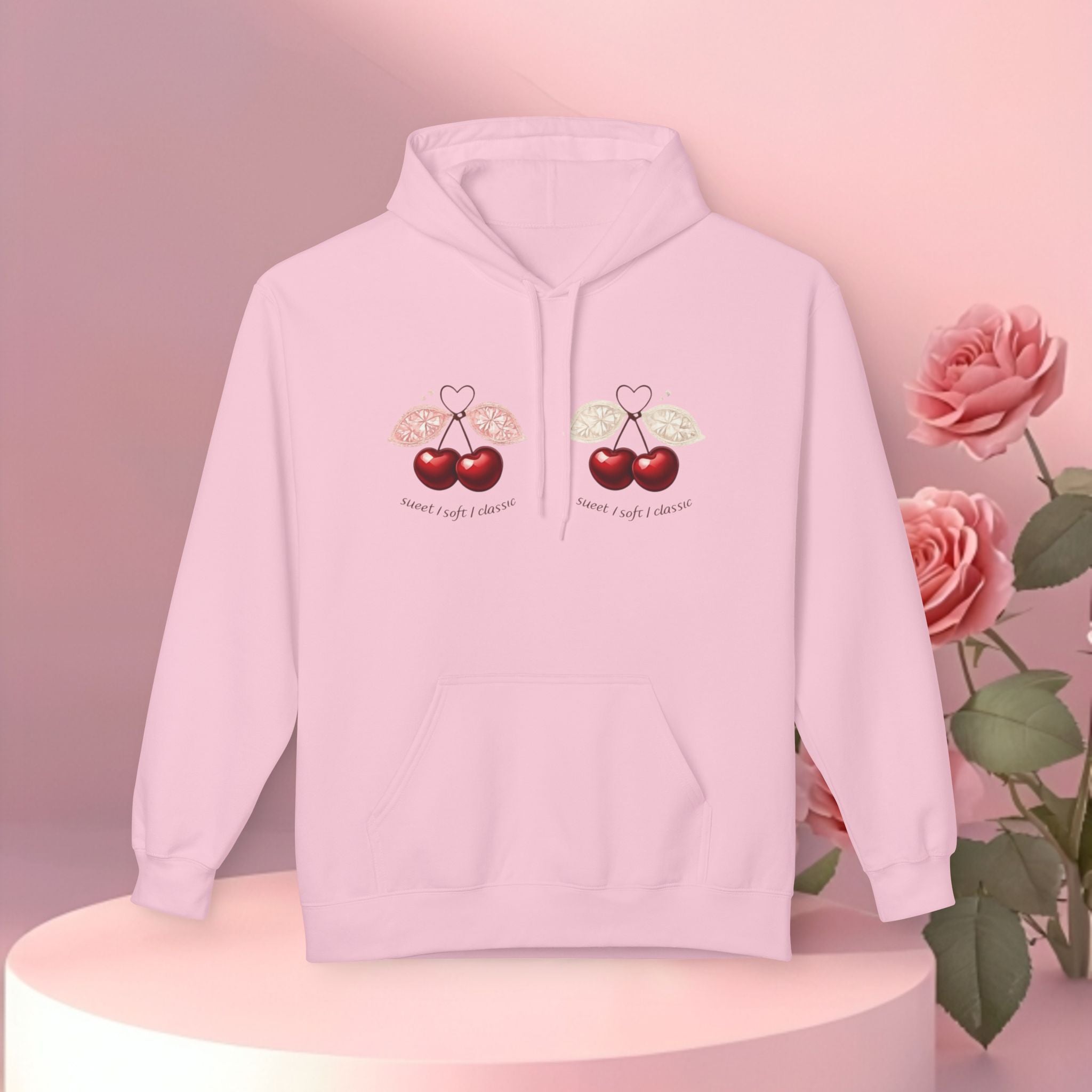 ''sueet / soft / delicate'' — Cherry Graphic Fleece Hoodie