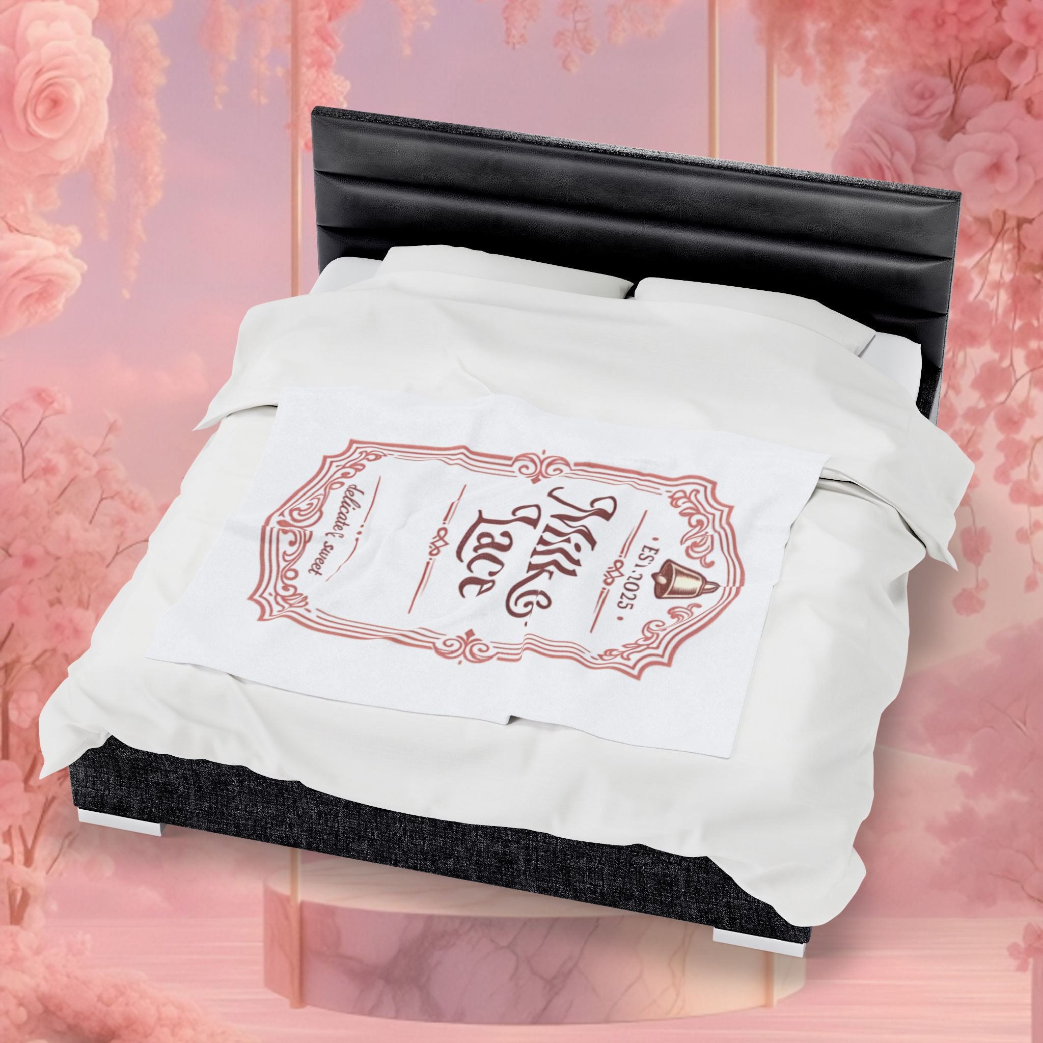 Velveteen Plush Blanket — "Milk & Lace" Vintage Label Cozy Throw