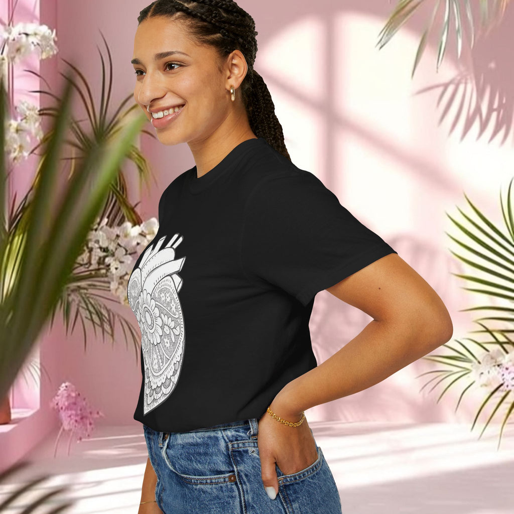 Lace Heart Anatomical Tee — "soft things only" Cotton T-Shirt