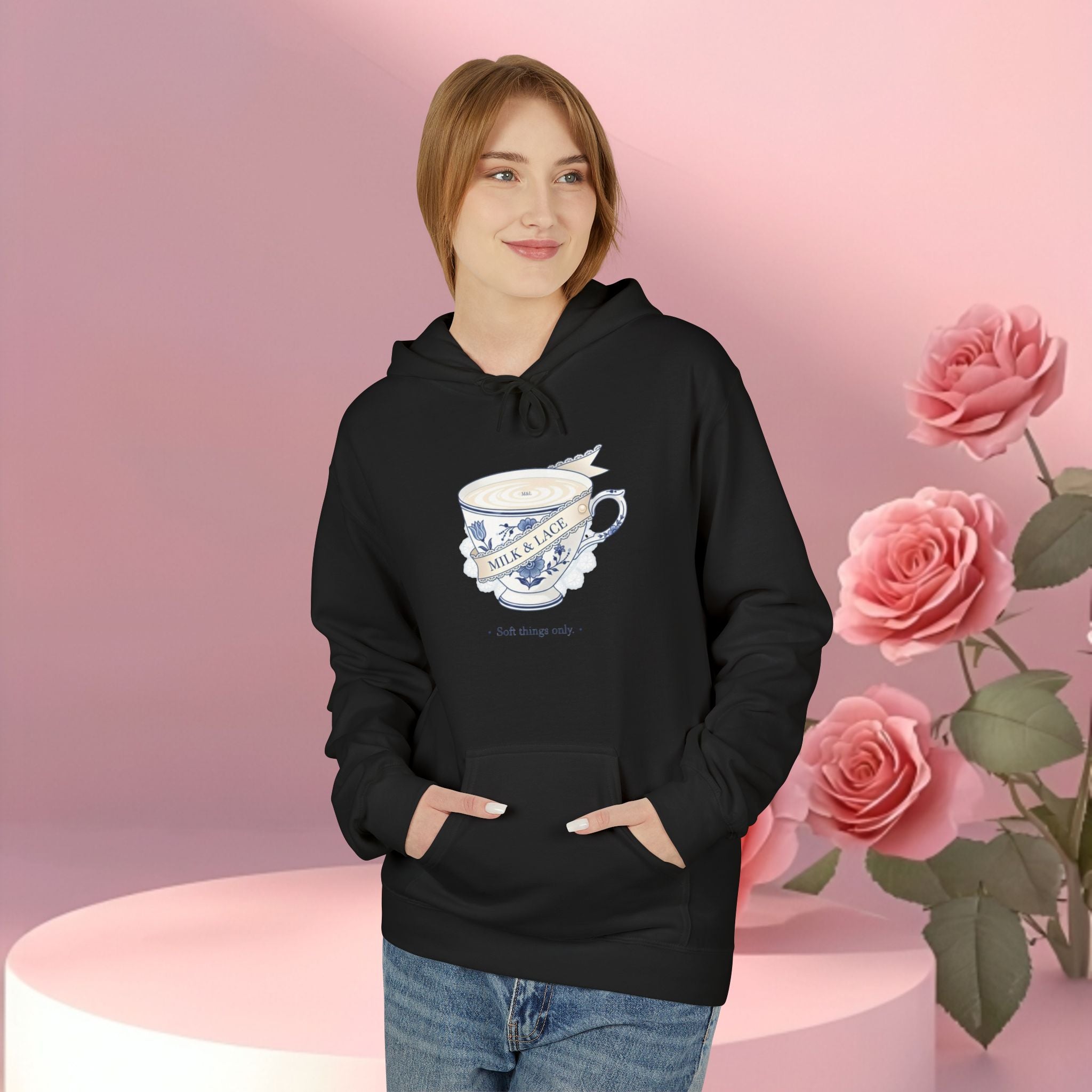 Hoodie — Vintage Teacup 'Milk Tastes Best With Good Girls' Cozy Graphic