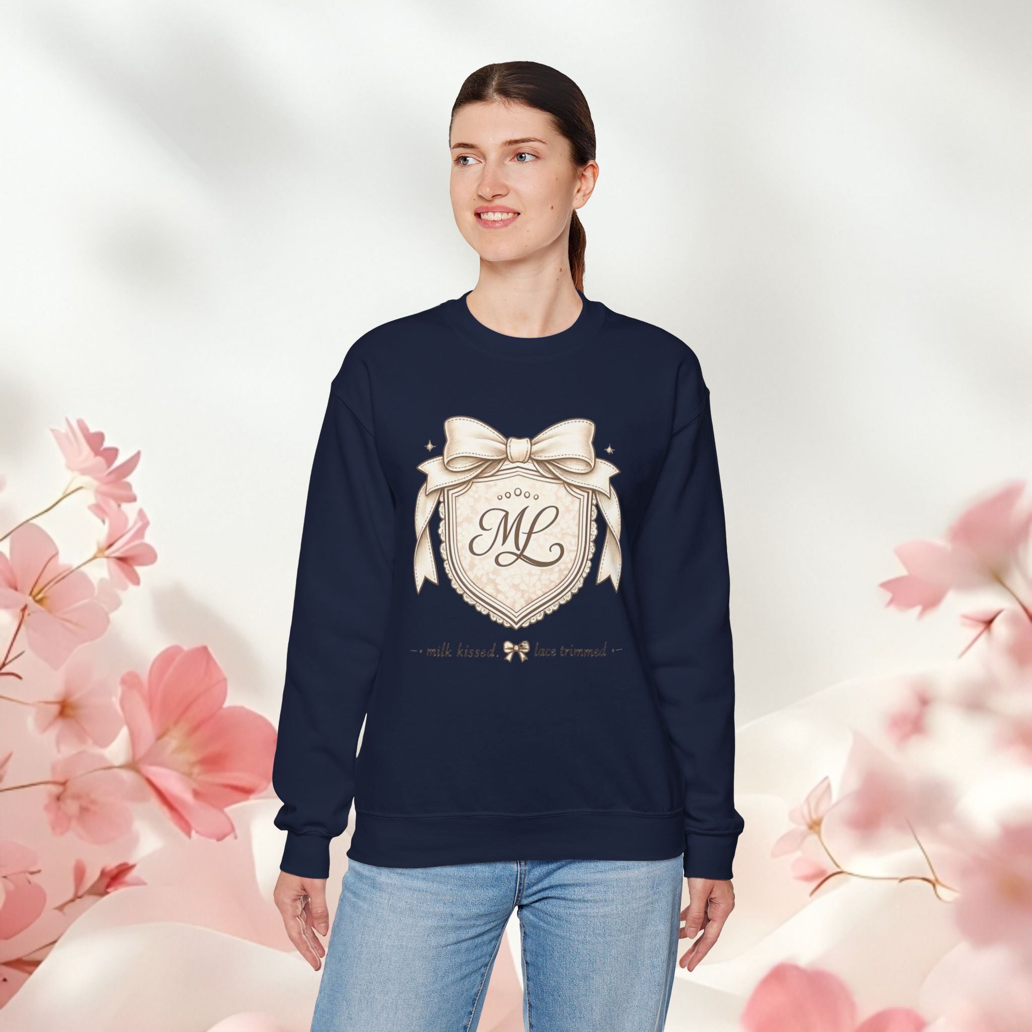 Vintage Cream Monogram Crewneck Sweatshirt