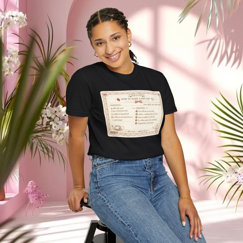 Vintage Tea-Recipe T-Shirt — "How to Make a Soft Day" Aesthetic Tee