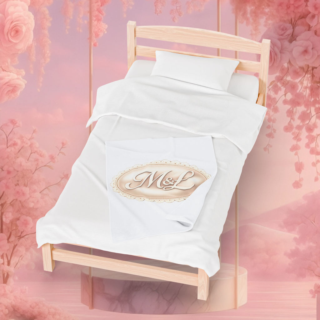 Monogram Velveteen Plush Blanket — Elegant Soft Personalized Throw