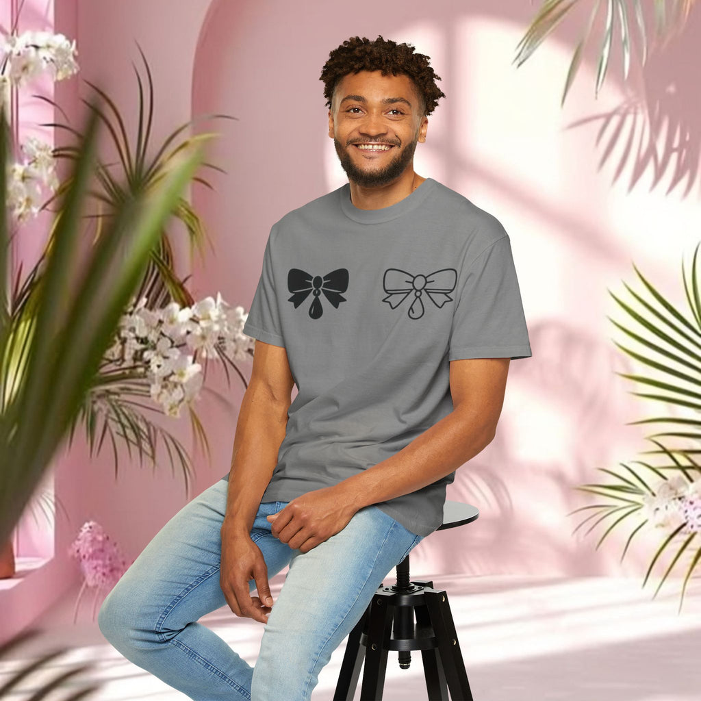 Bow Graphic T‑Shirt — "Milk & Lace — made of sugar." Back Text Tee