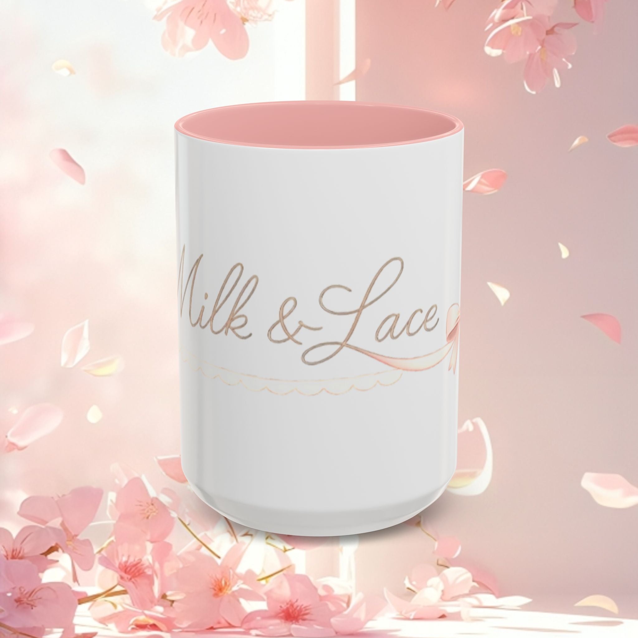 Charming Feminine Accent Coffee Mug — Soft, Elegant 11/15 oz