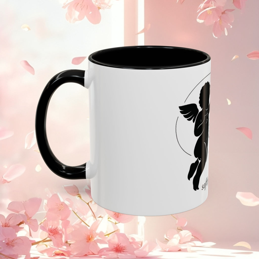 Cherub Illustration Accent Coffee Mug — Confident Angel Design (11/15 oz)
