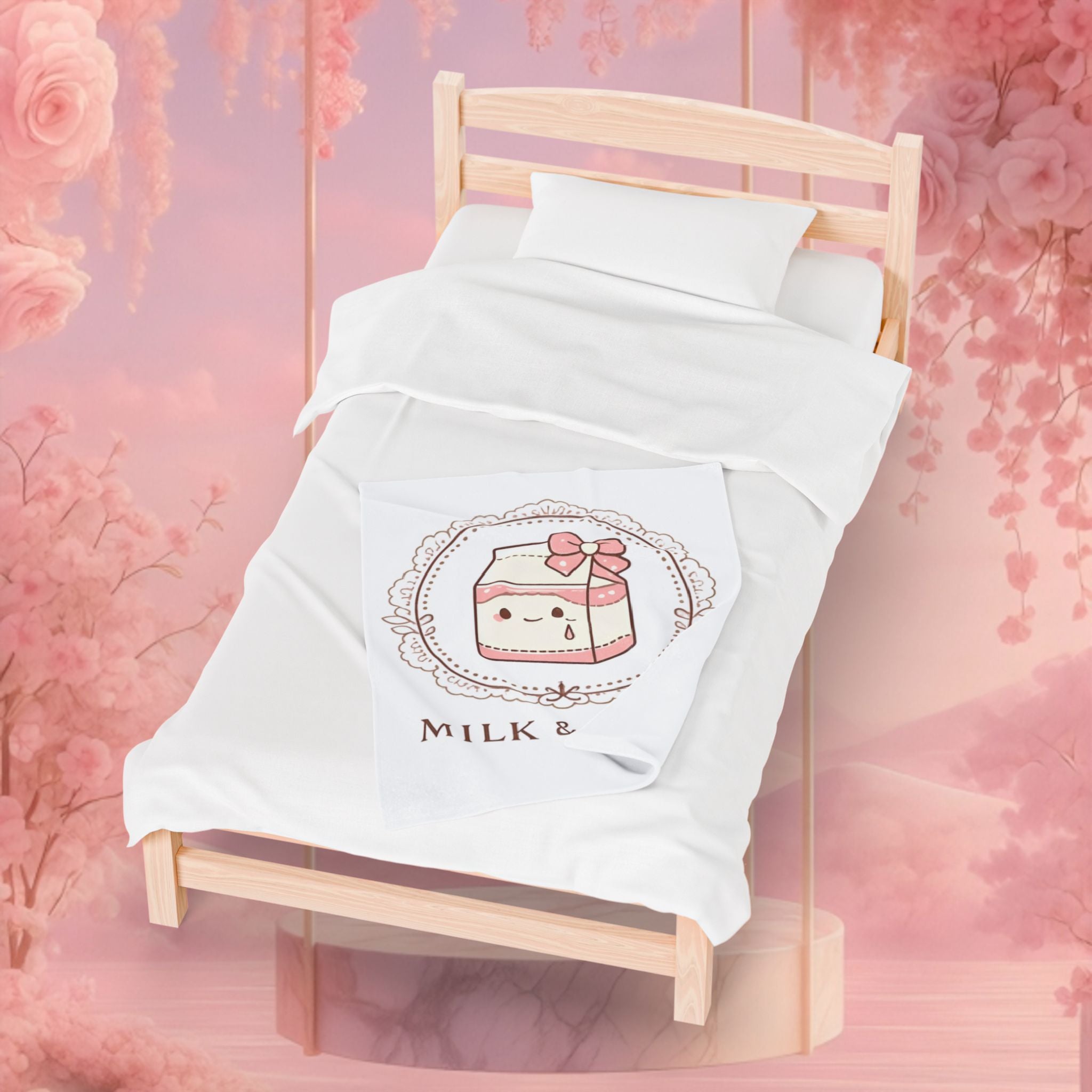 Kawaii Whimsical Velveteen Plush Blanket — Cute Cozy Throw