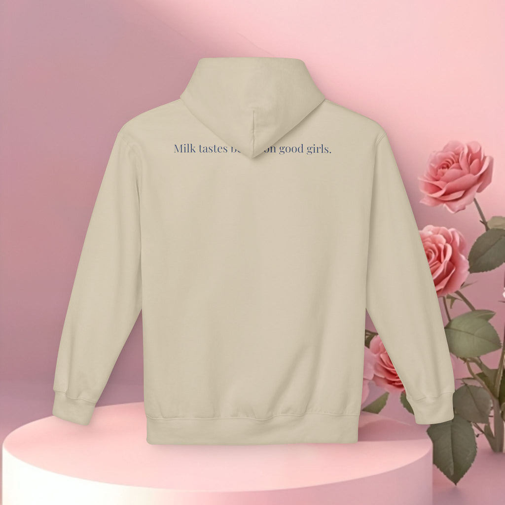Hoodie — Vintage Teacup 'Milk Tastes Best With Good Girls' Cozy Graphic