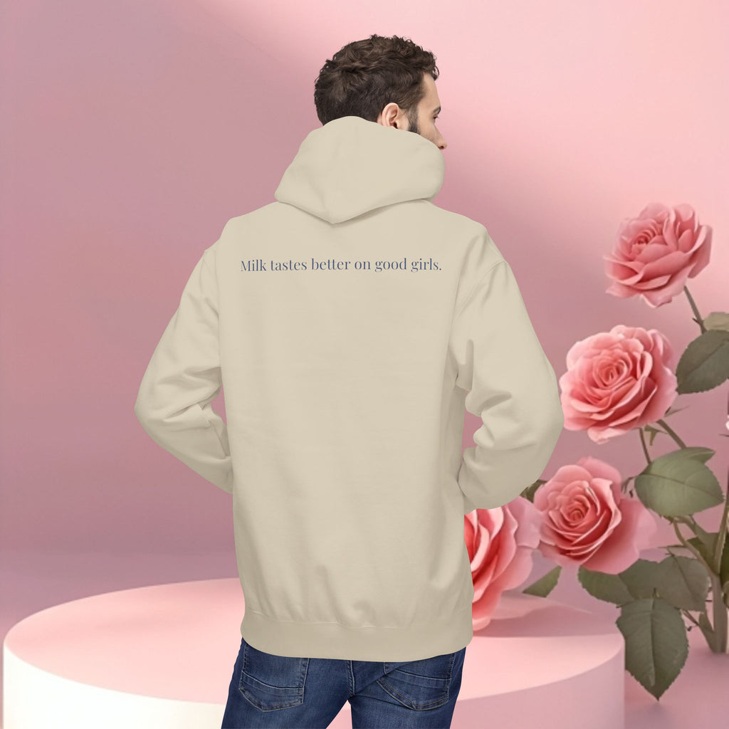 Hoodie — Vintage Teacup 'Milk Tastes Best With Good Girls' Cozy Graphic