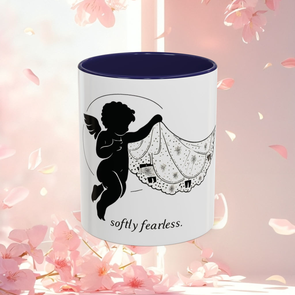 Cherub Illustration Accent Coffee Mug — Confident Angel Design (11/15 oz)