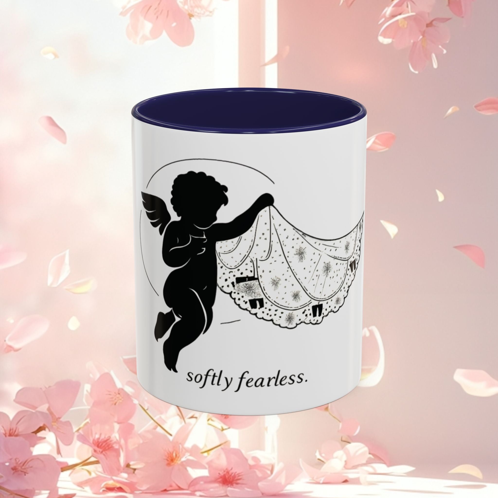 Cherub Illustration Accent Coffee Mug — Confident Angel Design (11/15 oz)