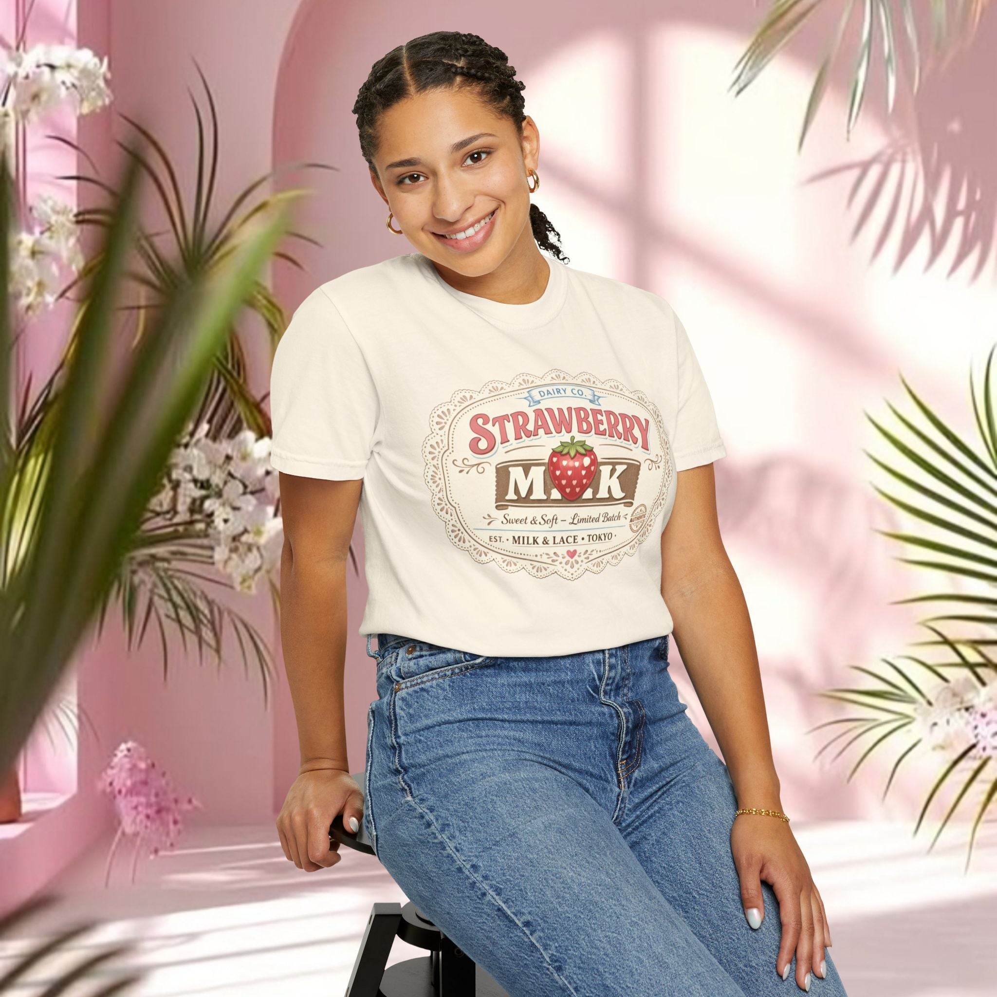 Strawberry Milk Vintage Label T-Shirt