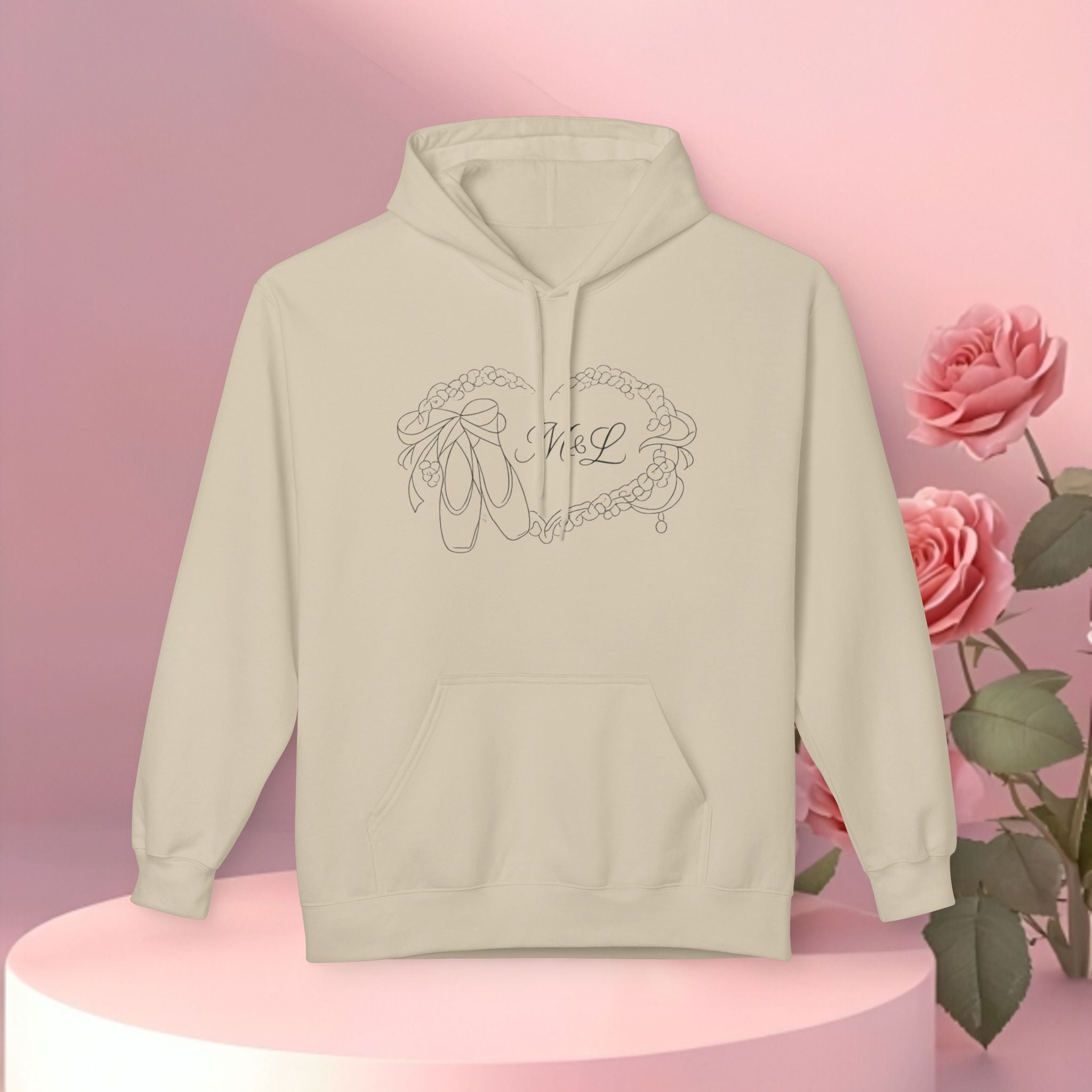 Floral Script Silhouette Hoodie — Vintage Floral Script Design