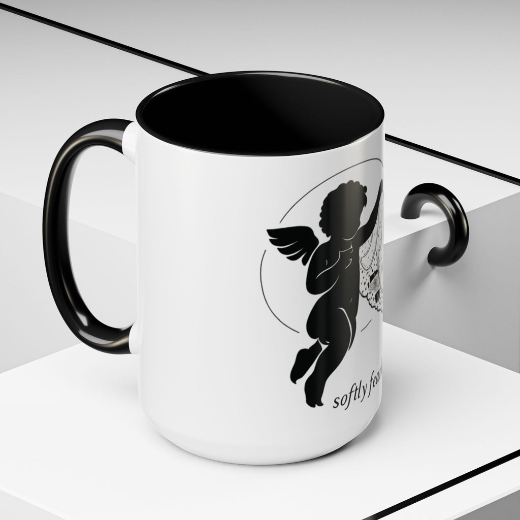 Cherub Illustration Accent Coffee Mug — Confident Angel Design (11/15 oz)