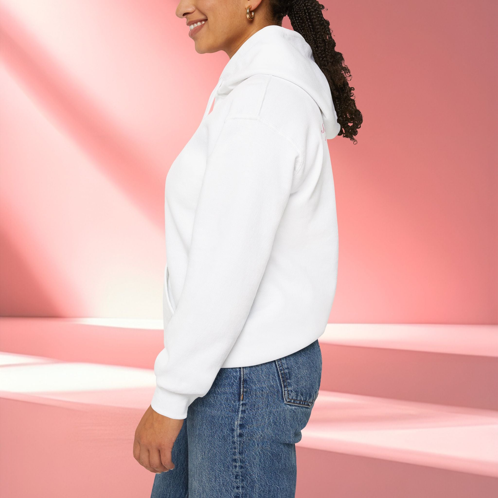 Floral Feminine Typography Hoodie — Feminine Floral Script Hooded Sweatshirt