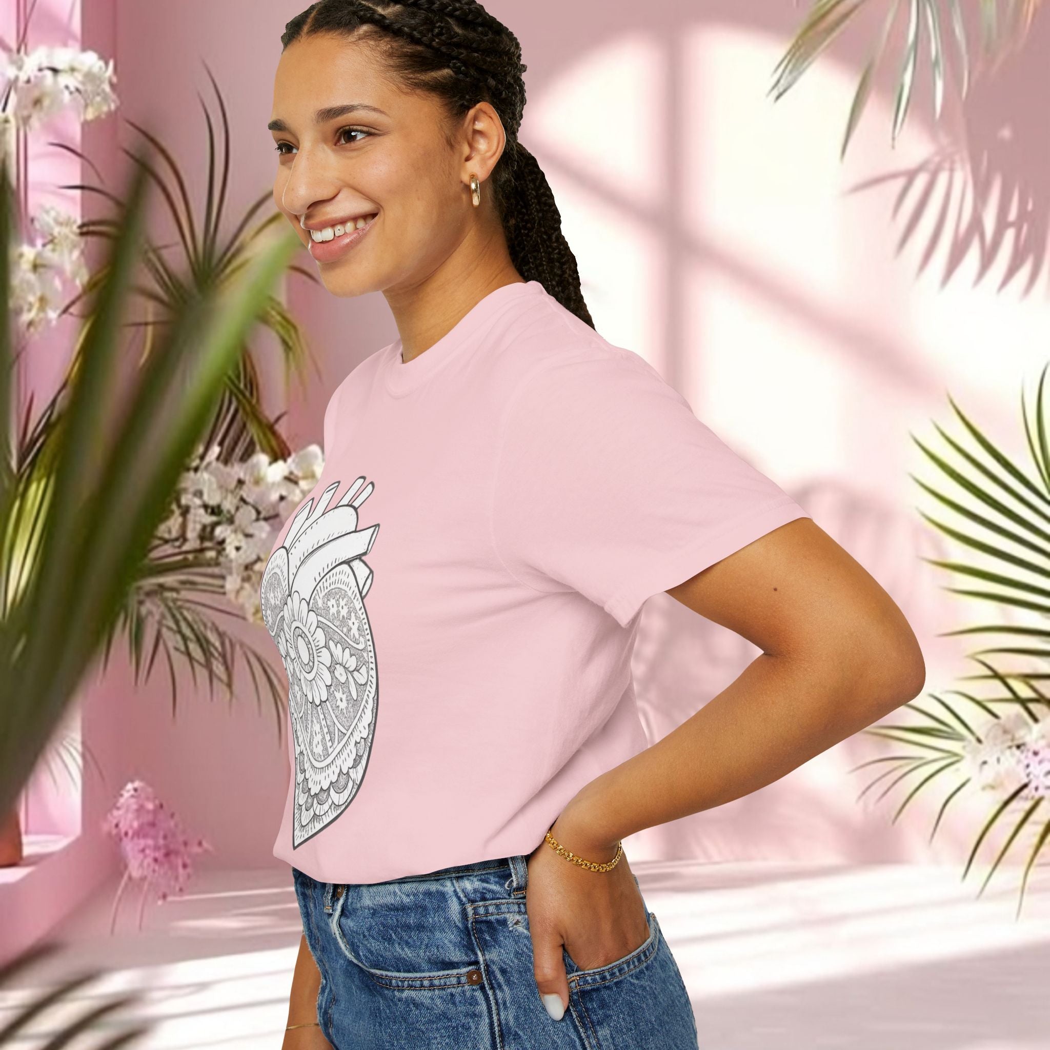 Lace Heart Anatomical Tee — "soft things only" Cotton T-Shirt