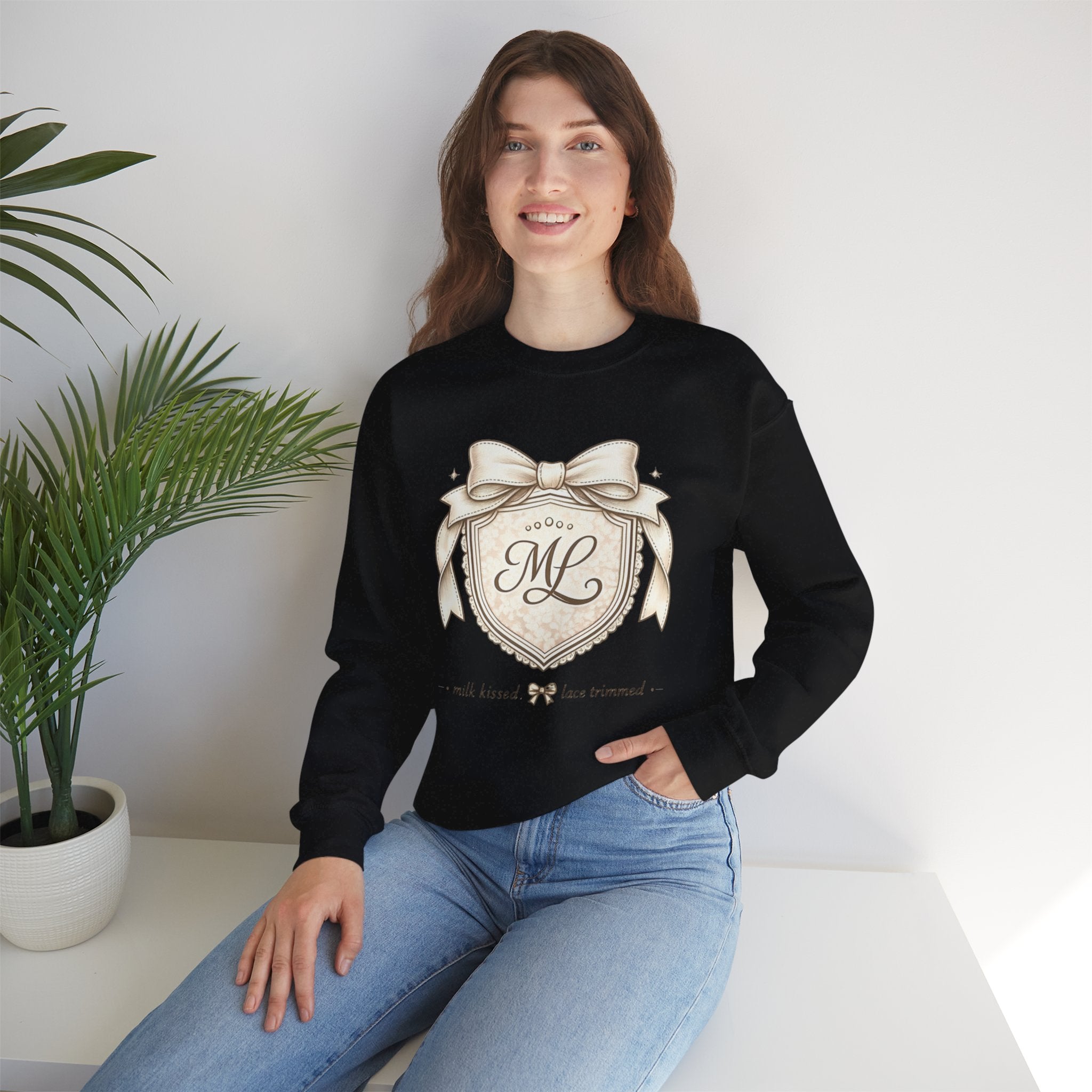 Vintage Cream Monogram Crewneck Sweatshirt