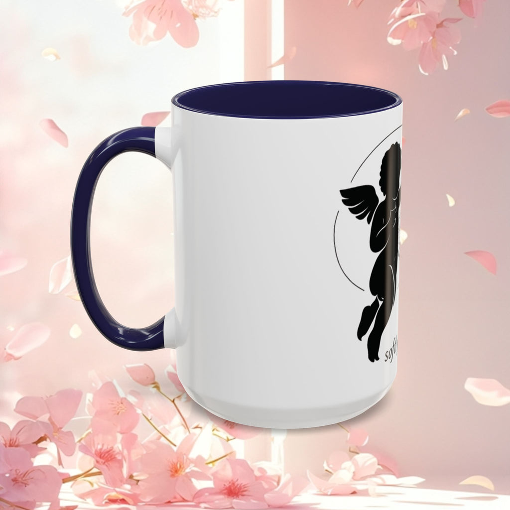 Cherub Illustration Accent Coffee Mug — Confident Angel Design (11/15 oz)