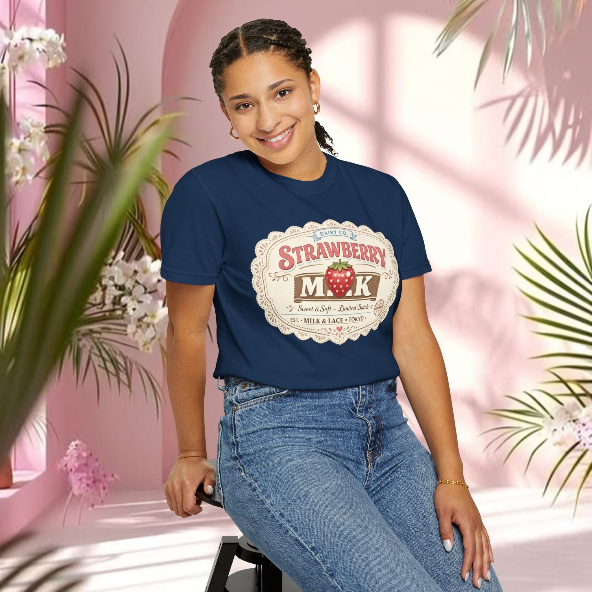 Strawberry Milk Vintage Label T-Shirt