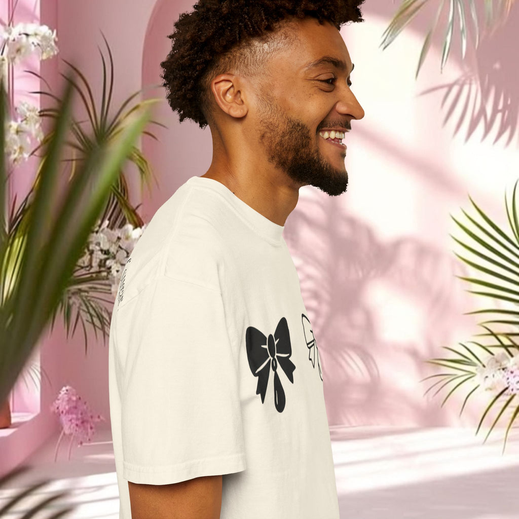 Bow Graphic T‑Shirt — "Milk & Lace — made of sugar." Back Text Tee