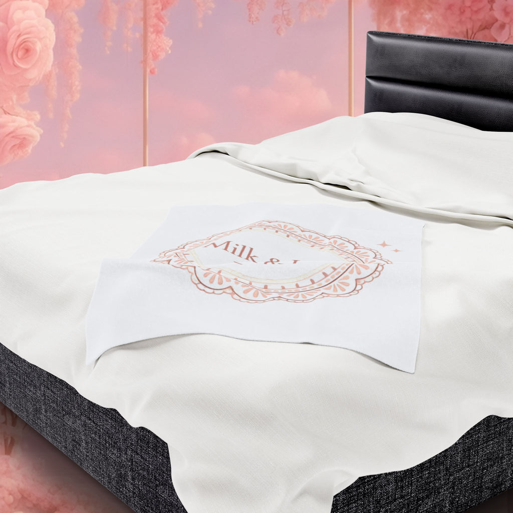 Velveteen Plush Blanket — "Milk & Lace" Soft Decorative Throw for Cozy Bedrooms, Gift for Her