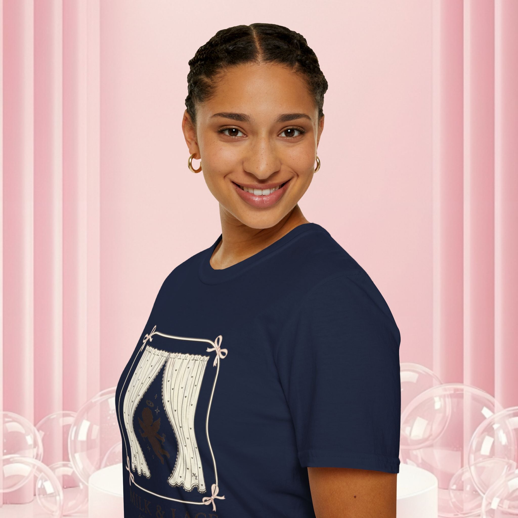 Milk & Lace Graphic T-Shirt — 'Handle With Desire' Vintage Cherub Design