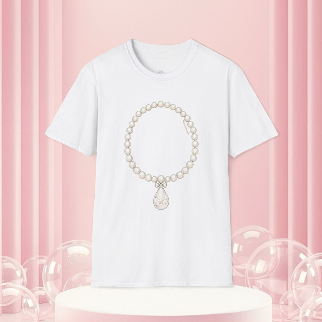 Pearl Necklace Graphic T‑Shirt — 'Milk & Lace' Minimalist Jewelry Tee