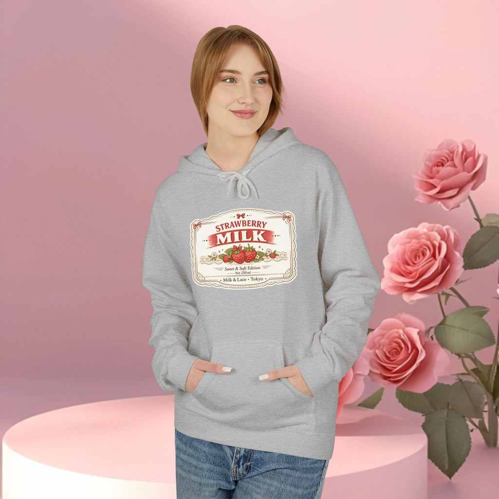 Strawberry Milk Label Hoodie — Vintage Farmhouse Graphic Sweatshirt