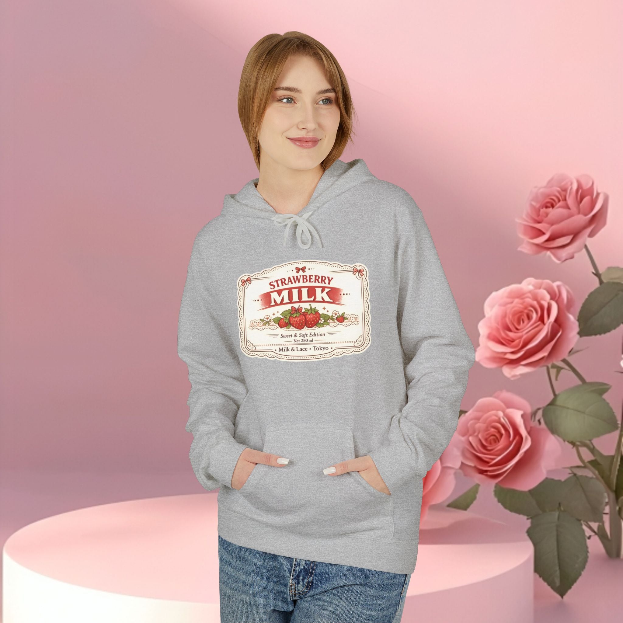 Strawberry Milk Label Hoodie — Vintage Farmhouse Graphic Sweatshirt