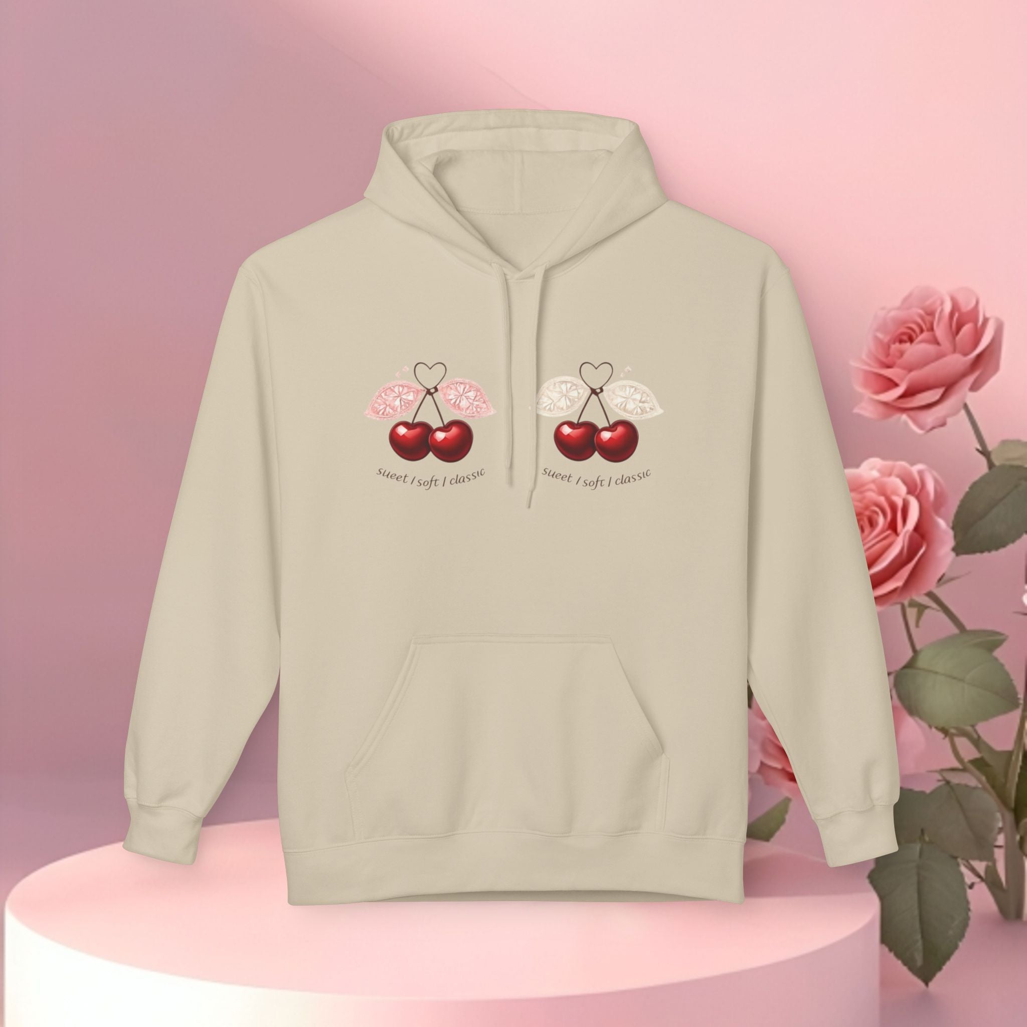 ''sueet / soft / delicate'' — Cherry Graphic Fleece Hoodie