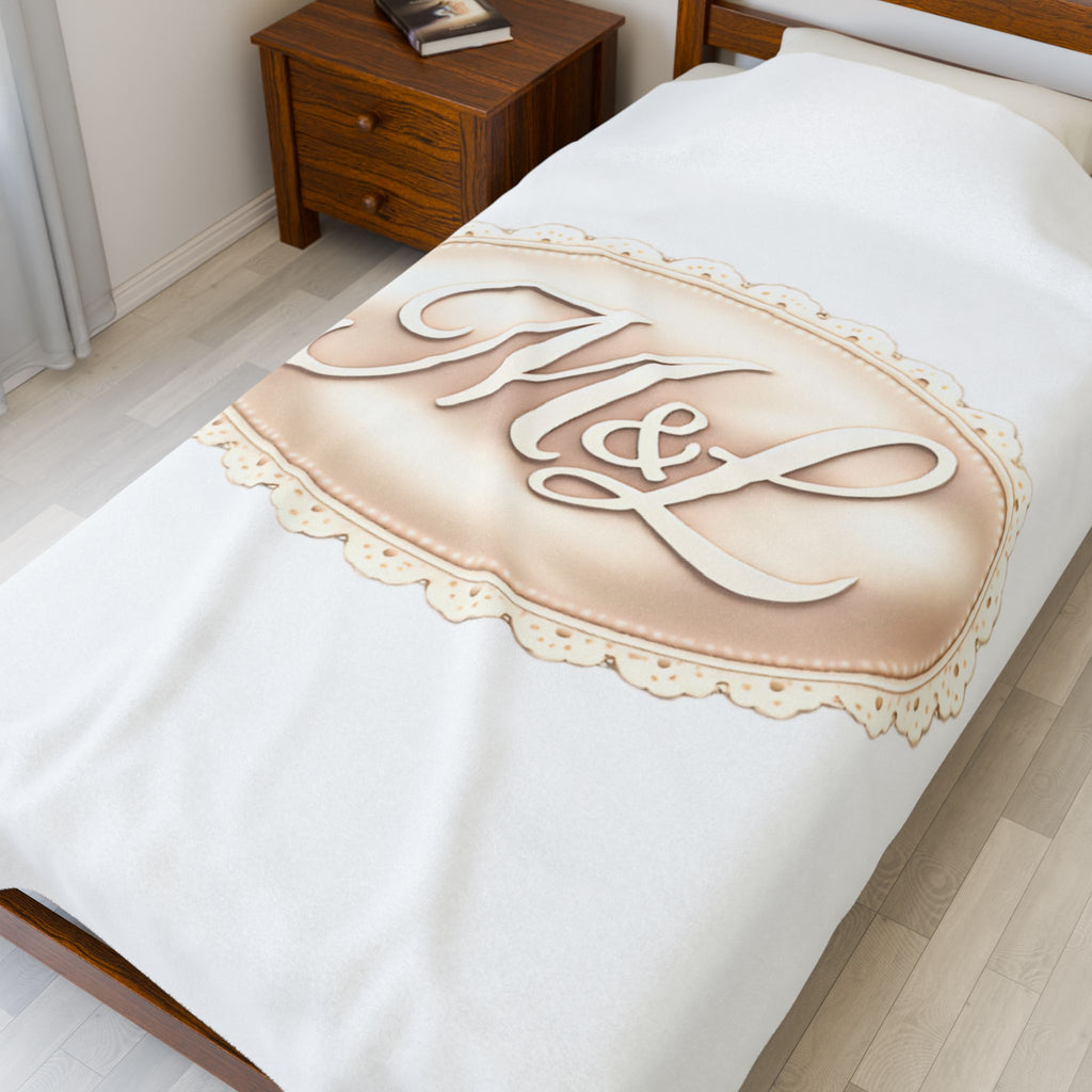 Monogram Velveteen Plush Blanket — Elegant Soft Personalized Throw