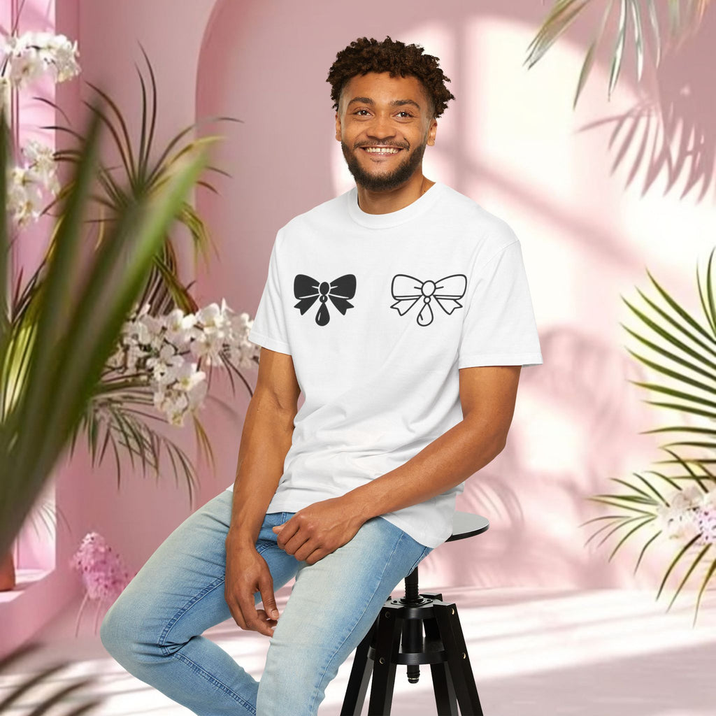 Bow Graphic T‑Shirt — "Milk & Lace — made of sugar." Back Text Tee