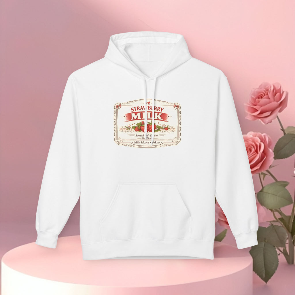 Strawberry Milk Label Hoodie — Vintage Farmhouse Graphic Sweatshirt
