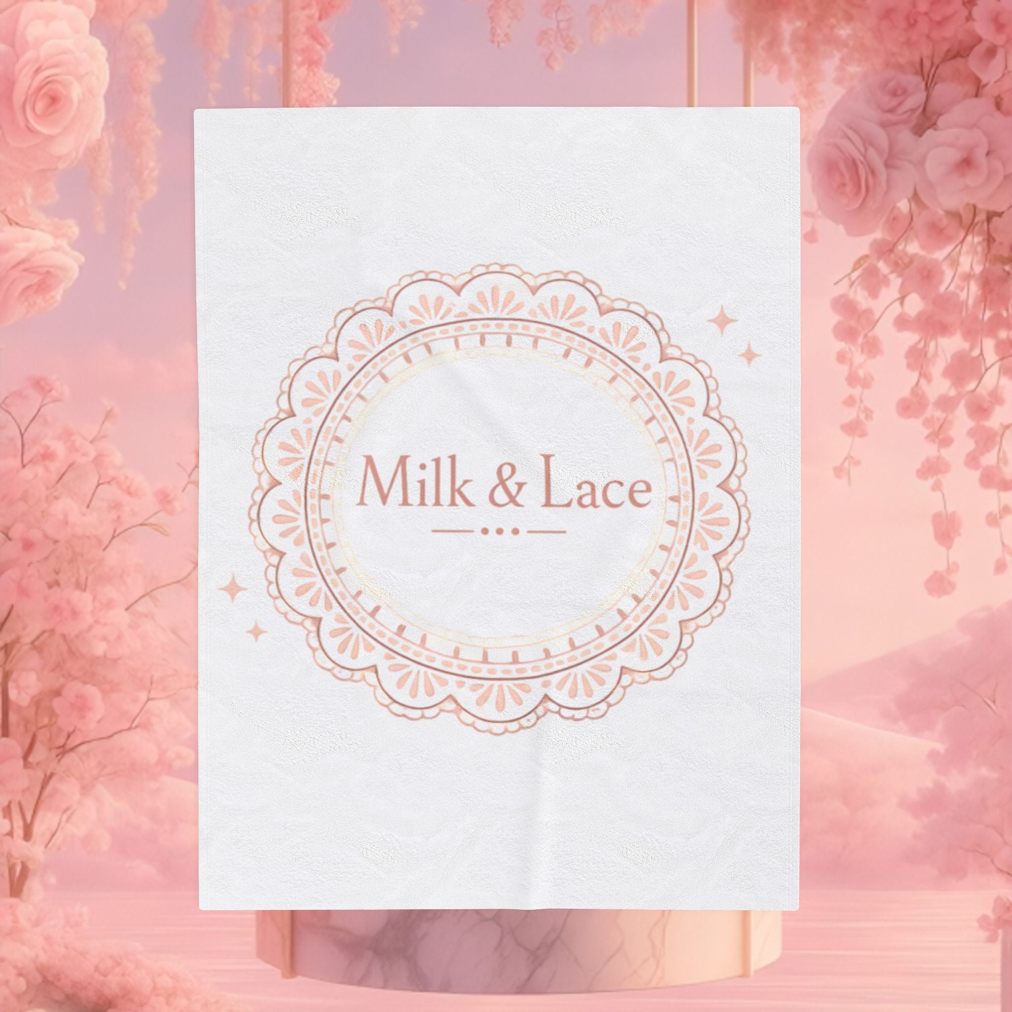 Velveteen Plush Blanket — "Milk & Lace" Soft Decorative Throw for Cozy Bedrooms, Gift for Her